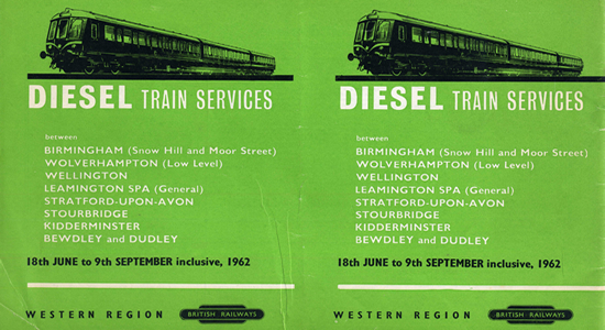 1962 Snow Hill to Dudley DMU timetable