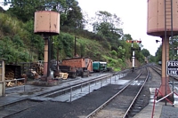 Two water towers on island platform