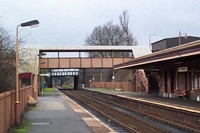 Hall Green station footbridge and Birmingham platform building