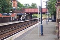 Kidderminster station and road bridge from Worcester platform