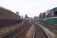 Langley Green station from Station Road level crossing