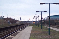 Small Heath station island platform looking towards Tyseley